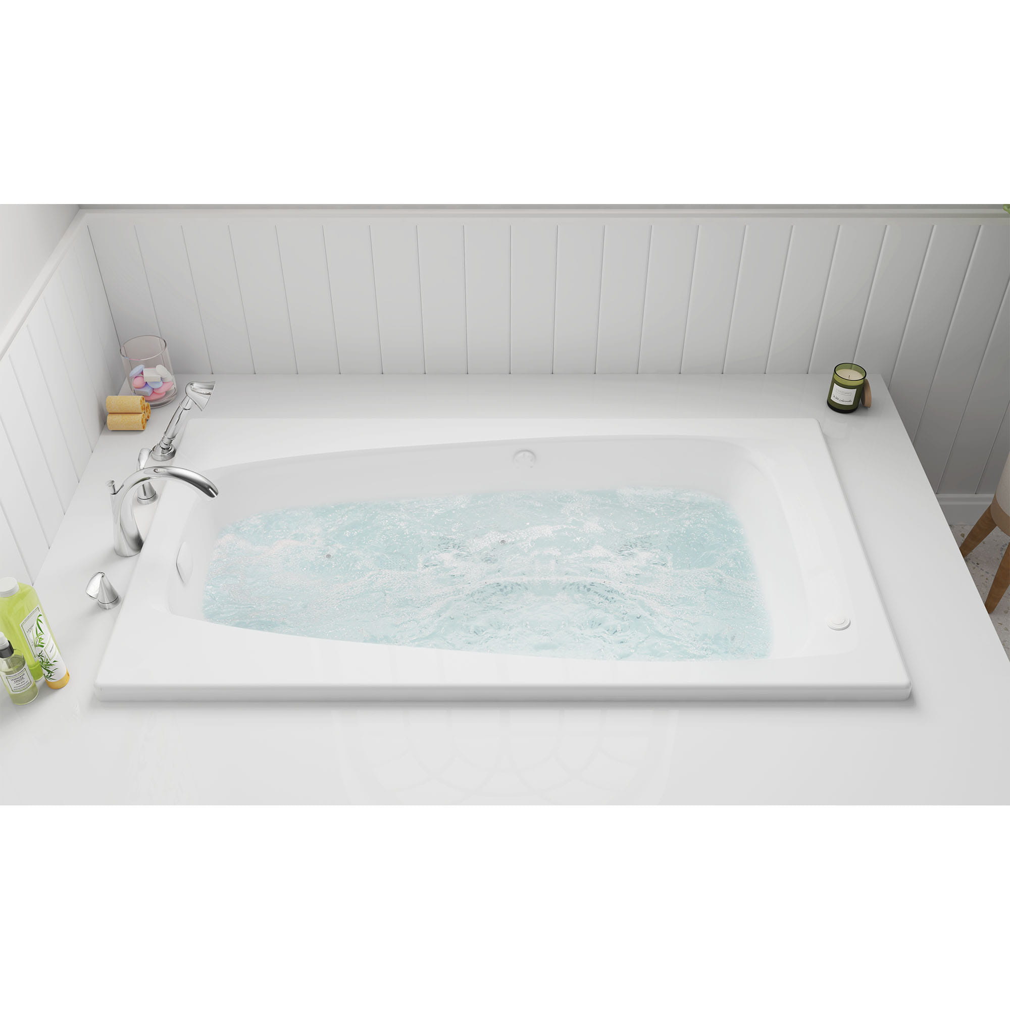 EverClean 60 in Acrylic Rectangular Drop In Whirlpool Bathtub WHITE